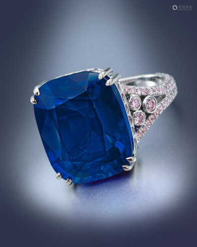 An Important sapphire and colored diamond ring