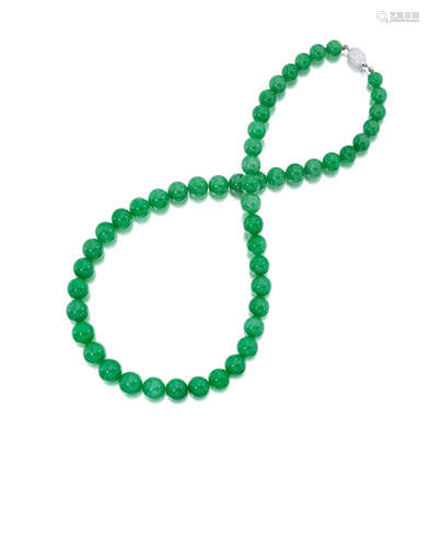 A jadeite jade and diamond necklace