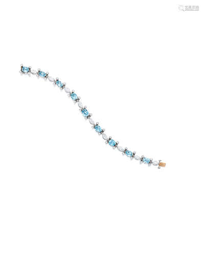 An aquamarine and diamond bracelet, J.E. Caldwell & Co.