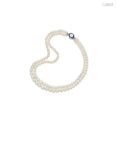 A natural pearl and diamond necklace