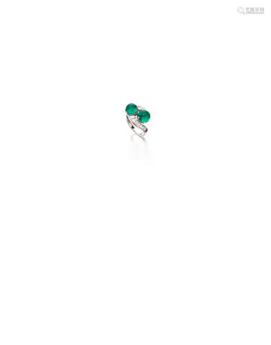 An emerald and diamond ring, Bulgari