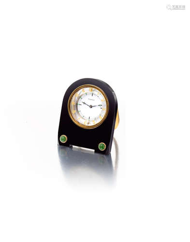 An onyx and nephrite jade desk clock, Cartier, crica 1925