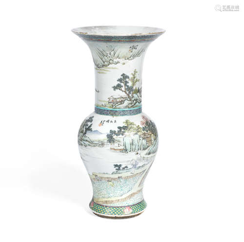 Signed Yu Huanwen, 19th/20th century A 'qiangjiang' enamelled baluster vase