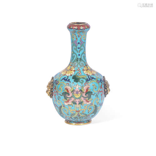 18th century, the handles late Qing Dynasty A cloisonné enamel bottle vase