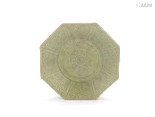 Ming Dynasty A Longquan celadon-glazed incised octagonal dish