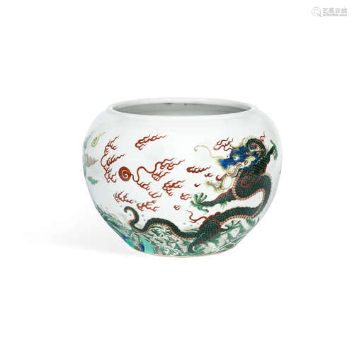 Guangxu A large famille verte 'dragon' fish bowl