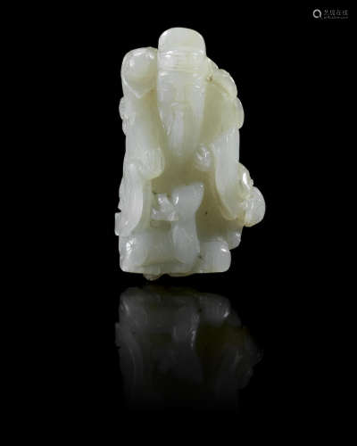 18th century A small pale jade figure of Shoulao