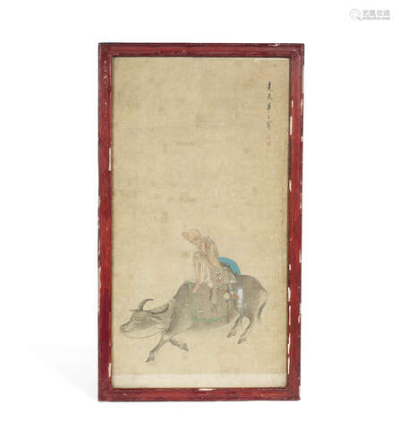 Luohan on a Buffalo Hua Ziyou (Late Qing Dynasty)