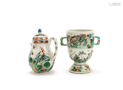 Kangxi A famille verte chocolate pot and cover