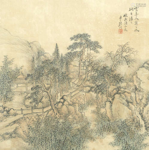 Mountain Retreat  After Wu Yishan (late Qing Dynasty)