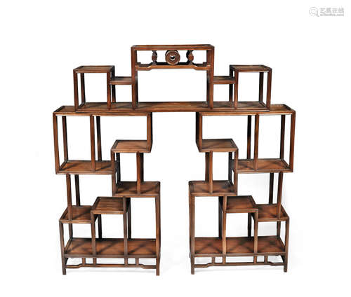 Late 19th century An adjustable three-part tiered hongmu display stand