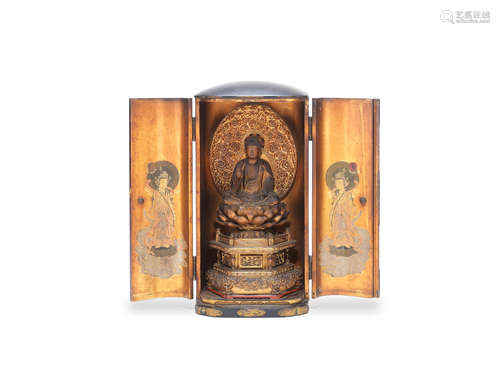 Meiji Period A lacquered portable zushi (shrine)