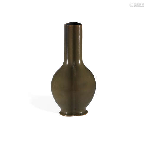 19th century A TEADUST-GLAZED TRI-LOBED BOTTLE VASE