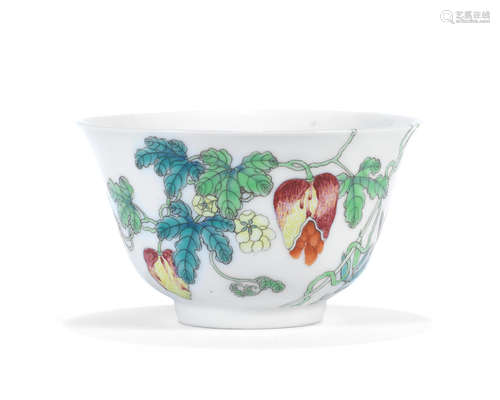 Qianlong seal mark, Republic Period A famille rose 'balsam pear' bowl