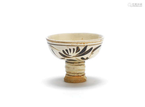 Yuan/early Ming Dynasty A Cizhou cream and brown-glazed stem cup