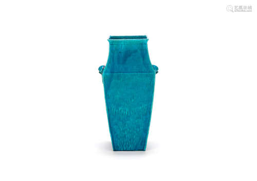 Kangxi A turquoise-glazed square section vase