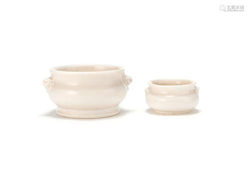 Kangxi Two blanc-de-chine incense burners