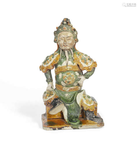 Ming Dynasty A sancai-glazed pottery model of Guandi