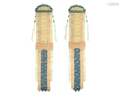 Late 18th/early 19th century A pair of brocaded temple banners