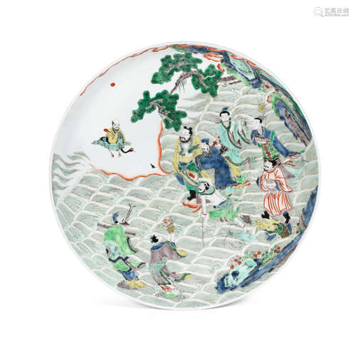 Kangxi six-character mark, late Qing Dynasty A large famille verte dish