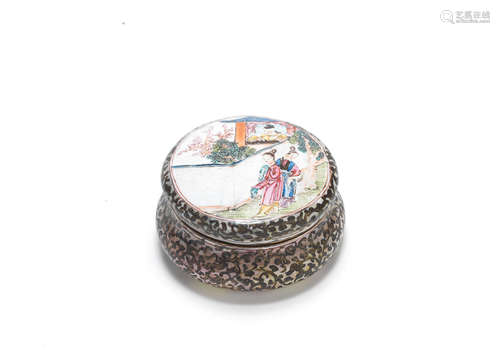 18th/19th century A small painted enamel cosmetics box and cover