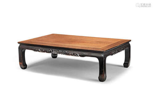 19th century A hardwood and huanghuali veneer low table, kang