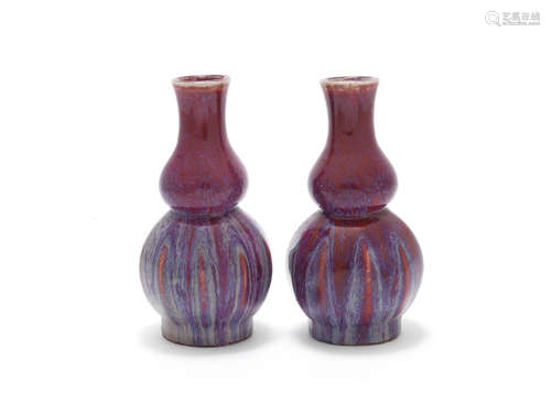 18th/19th century A pair of flambé-glazed double-gourd vases