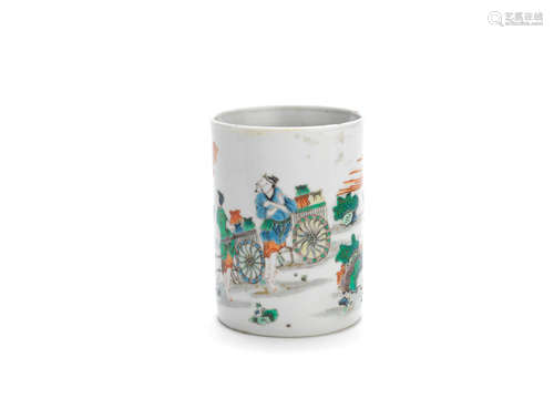 19th century A famille verte brush pot