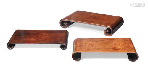 19th century Three huanghuali scroll-end stands