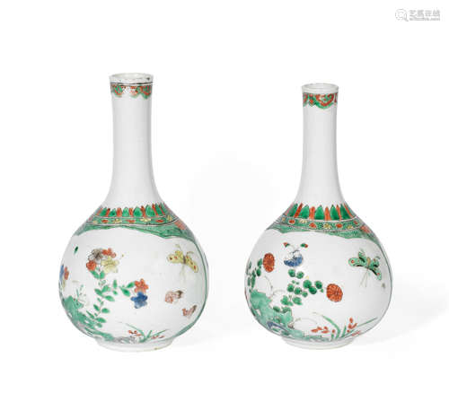 Kangxi A pair of famille verte bottle vases