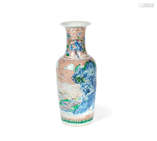 Shunzhi A wucai baluster vase