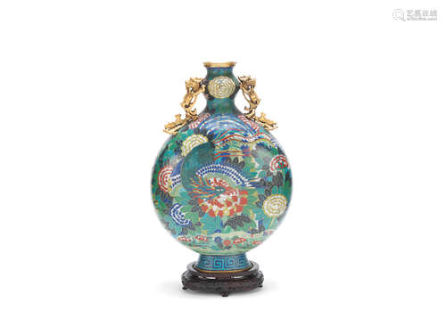 Jiaqing A very large cloisonné enamel moonflask