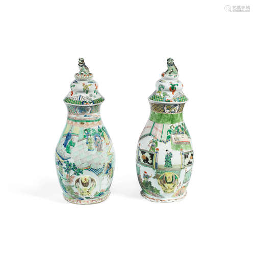 Kangxi  A matched pair of famille verte water fountains