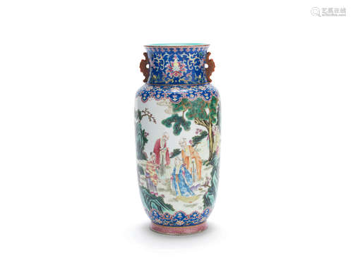 Qianlong seal mark, Republic Period A famille rose lantern vase