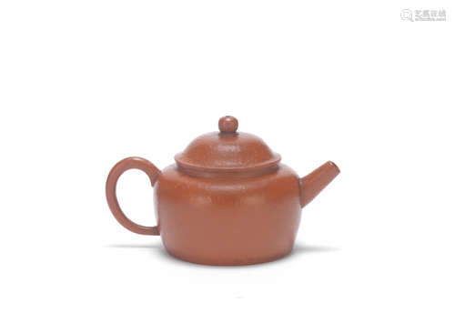 Ji Wan impressed seal mark, Qing Dynasty An Yixing compressed cylindrical teapot and cover