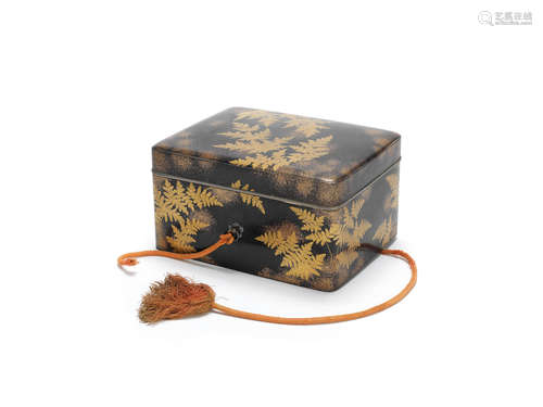 Meiji Period A black and gold lacquer box and cover