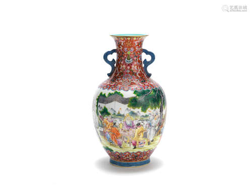 Shouyi Tang four-character mark, probably Republic Period A famille rose baluster vase