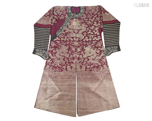 19th century A purple gauze 'nine dragon' robe, jifu