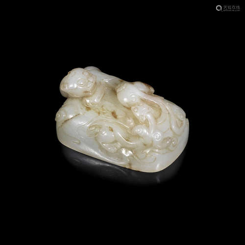 A white jade 'chilong' seal