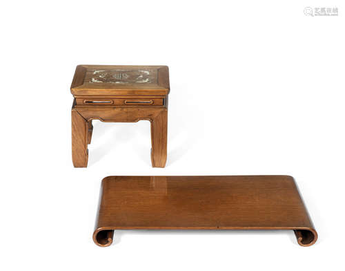 Late Qing Dynasty A huanghuali scroll-form stand