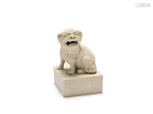 Qing Dynasty A small carved biscuit 'Buddhist Lion' seal