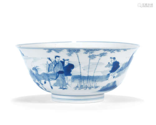 Chenghua six-character mark, Kangxi A blue and white 'scholar sage' bowl