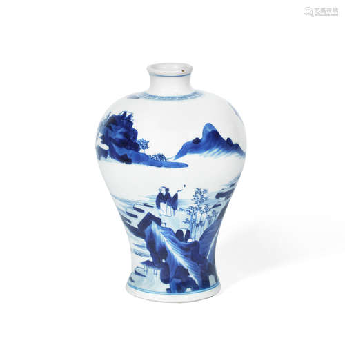 Kangxi A blue and white 'river landscape' baluster vase