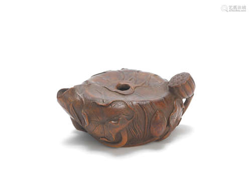 18th century A carved bamboo 'lotus' water dropper