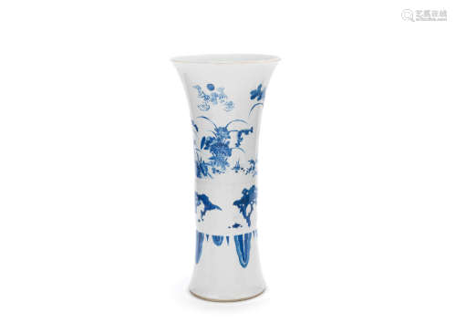 Chongzhen  A blue and white sleeve vase