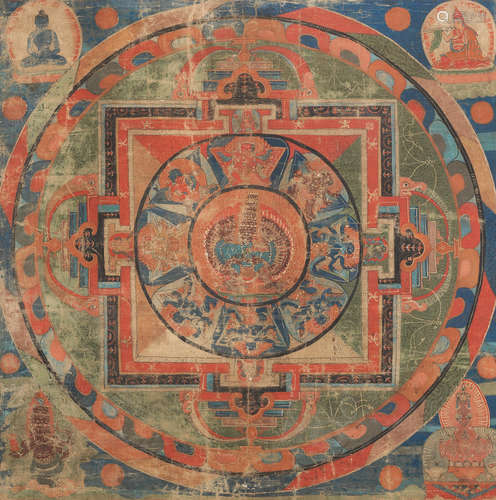 Tibet, 19th century  A nine-deity mandala of a multi-armed wrathful deity