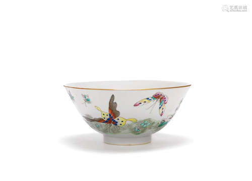 Tongzhi six-character mark and of the period A famille rose 'butterfly' bowl