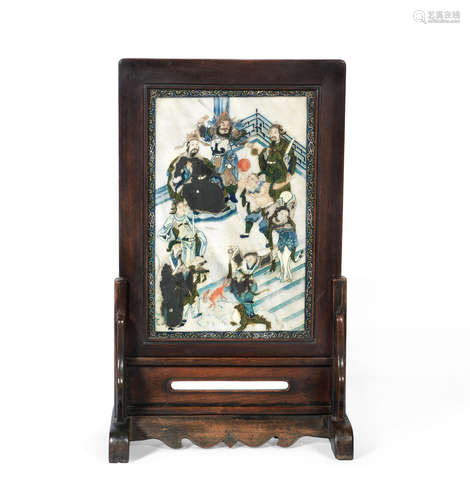 19th century A painted marble table screen