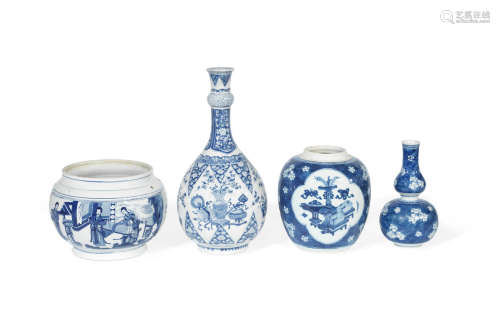 Kangxi A group of four blue and white wares