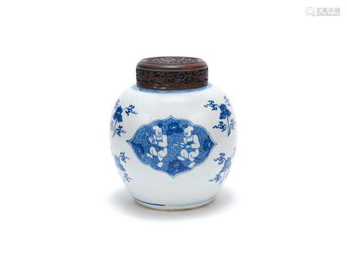 Kangxi  A blue and white 'boys' jar